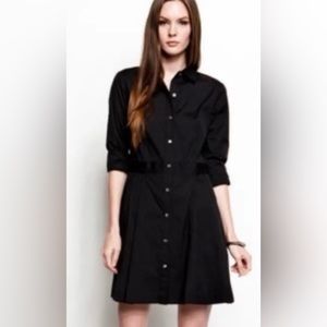 Theory Button Down Cotton-blend Shirt Dress. Black. Size 6.